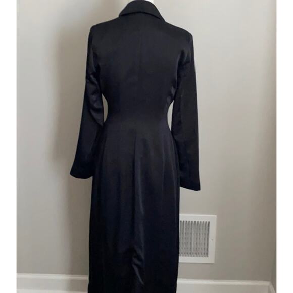 Lavish Alice Tie Front Notch Collar Duster Satin Trench Coat Jacket Size US 6 - Picture 8 of 10